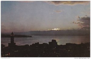 Puget Sound Lighthouse at Twilight, Seattle Washington 1940-60s