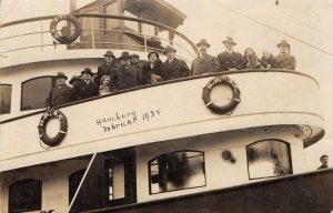 RPPC Hamburg, Germany H.D.A.G. Steamship February 1934 Vintage Postcard