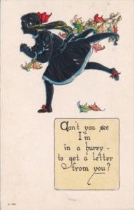 Young Girl Running Can't You See I'm In A Hurry 1920