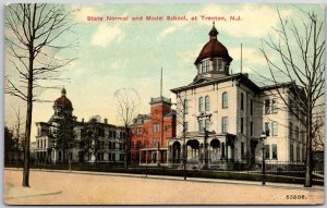 1910's State Normal And Model School Trenton New Jersey Roadway Posted Postcard