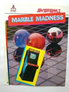 Atari Marble Madness Arcade FLYER Original Retro Video Game 1984 Art Print Sheet