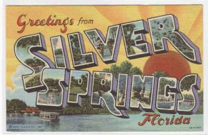 Silver Springs Florida Large Letter 1948 Linen postcard