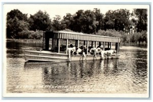 c1930's Glass Bottom Boat Feeding Fish Silver Springs FL RPPC Photo Postcard