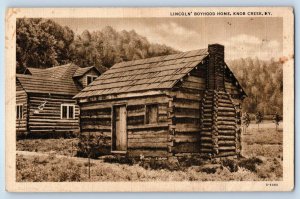 1940 Knob Creek Kentucky KY Vintage Postcard Lincoln Boyhood Home Replica Linen