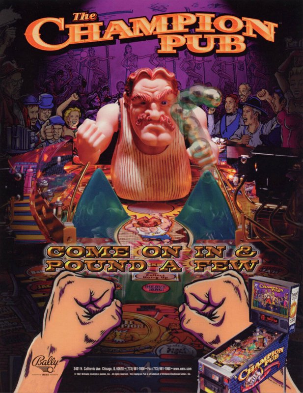 Champion Pub Pinball FLYER 1998 Original NOS Bar Brawl Fight Vintage Retro Art