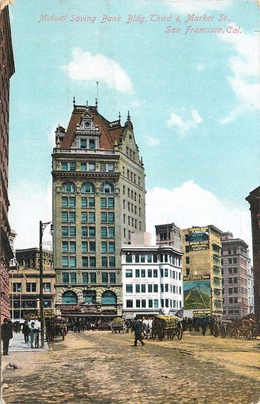 Mutual Savings Bank Building. 3rd & Market St. San Francisco, CA Postcard