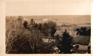 Aerial View Residential Houses Near The Forest Area Vintage Postcard