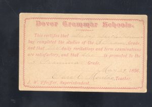 DENVER GRAMMER SCHOOLS 1896 TEACHER REPORT ADVERTISING VINTAGE POSTAL CARD