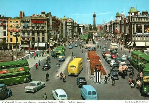 Postcard O'Connel Street City's Main Thoroughfare Wide Streets Dublin Ireland