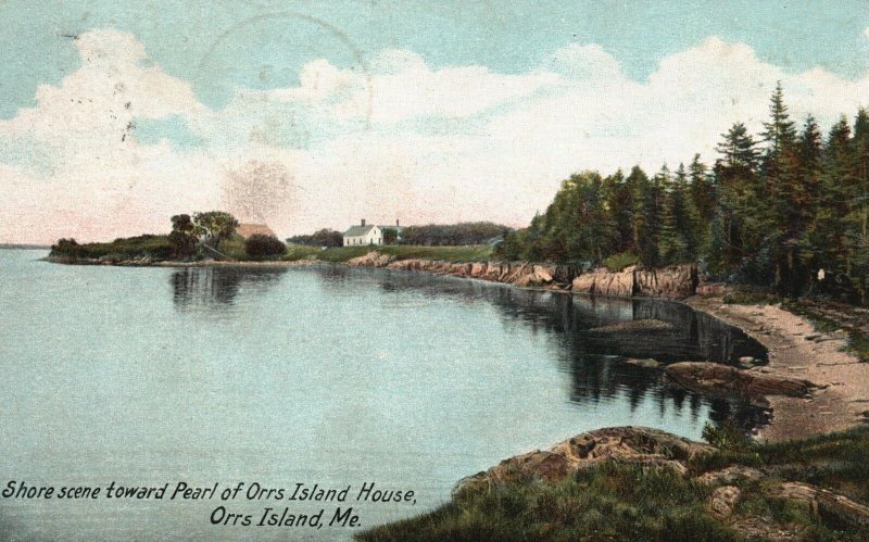 Vintage Postcard 1906 Shore Scene Pearl Of Orr's Island House Orr Island Maine
