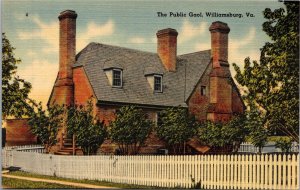 Postcard VA Williamsburg Public Gaol  building exterior