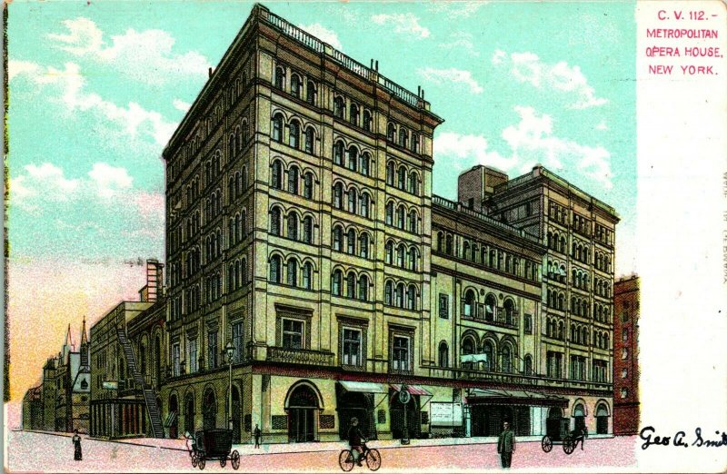 Vintage Postcard 1900s UDB Metropolitan Opera House New York NYC Street View 