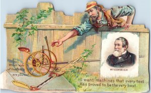 1880-90s McCormick Fab Die Cut Harvesting Machine Plow Victorian Trade Card P137