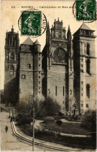 CPA RODEZ - Cathédrale et Rue du Jardin (109632)