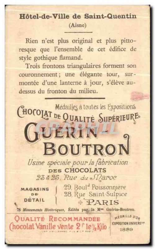 Chromo Chocolate Guerin Boutron Saint Quentin town hall aisne