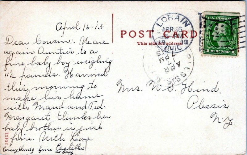 Lorain Ohio Wickens Furniture Store Buiding 1913 Postcard United