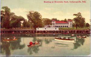 Postcard IN Indianapolis - Boating at Riverside Park