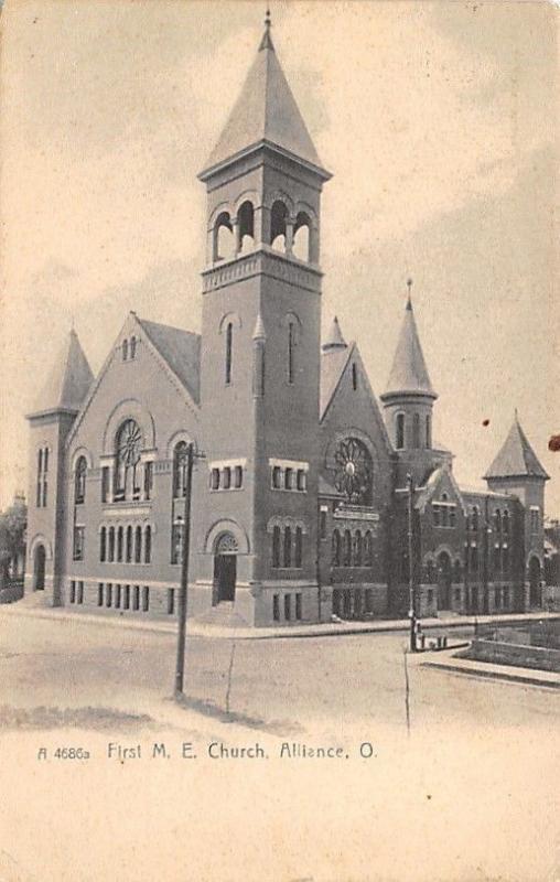 Alliance Ohio~First United Methodist Episcopal Church~1910 Postcard 