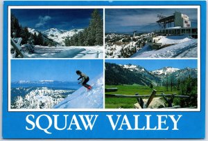 VINTAGE CONTINENTAL SIZE POSTCARD SQUAW VALLEY SKI SCENES #9