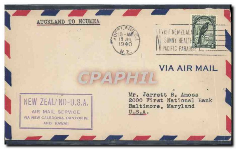 Letter New Zealand 1st flight Auckland to Noumea July 19, 1940