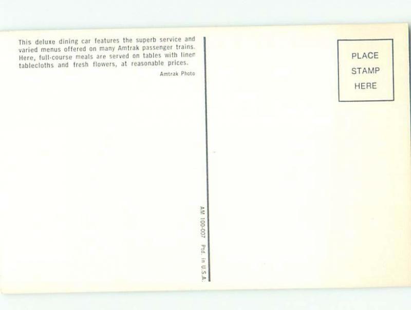 Pre-1980 Postcard Ad AMTRAK TRAIN SERVICE DINING CAR AC7439@