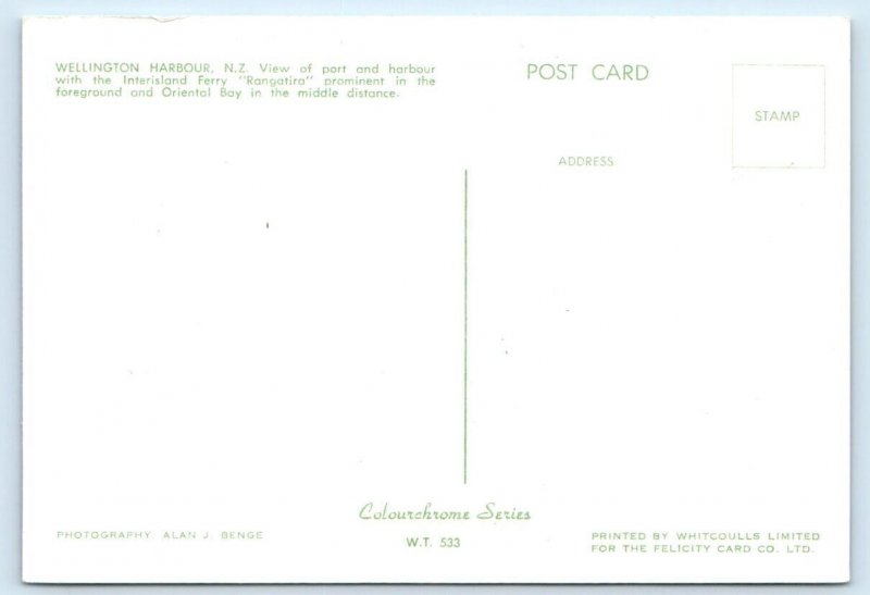 WELLINGTON Harbour NEW ZEALAND 4x6 Postcard
