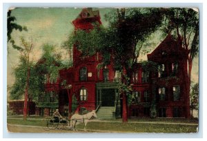 c1910 Horse Carriage, Entrance to Faxton Hospital Utica New York NY Postcard 