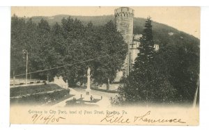 PA - Reading. City Park Entrance at the Head of Penn Street ca 1905  