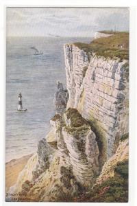 Lighthouse Beachy Head Chalk Cliff Eastbourne UK Artist A R Quinton postcard