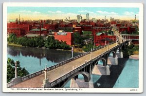 Lynchburg Virginia~View Of Williams Viaduct & Business Section~Vintage Linen PC