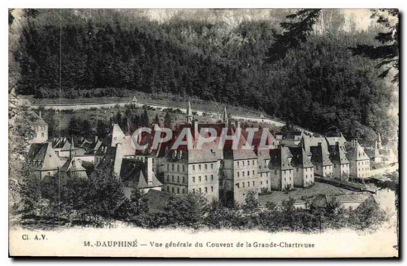 Old Postcard Dauphine General view of the Convent of the Grande Chartreuse