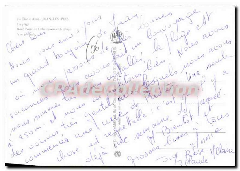 Modern Postcard Juan Les Pins Beach roundabout