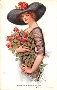 Artist Signed Damaged Roses are always in season, Earl Christy Postal Used Un...