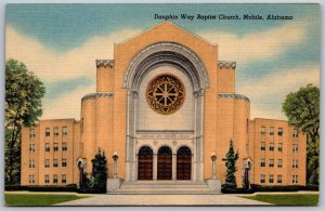 Vtg Mobile Alabama AL Dauphin way Baptist Church 1950s Linen View Postcard