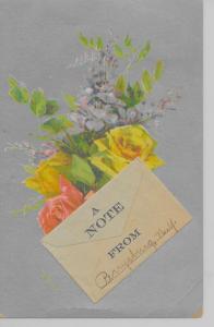 Perrysburg New York A Note From attached envelope flowers antique pc Z25958