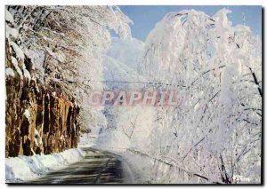 Postcard Modern Snow And Sun In Winter Road In Mountains