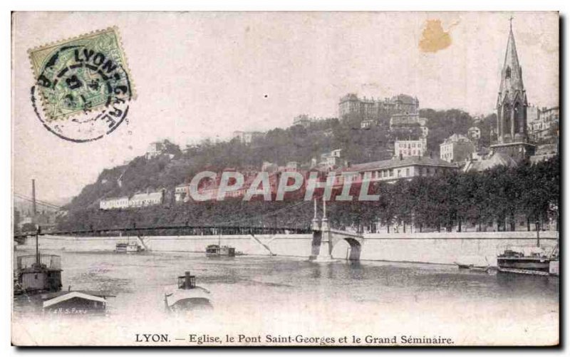 Postcard Old Lyon Church Bridge St. George and the Grand Seminar