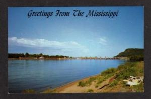 MS Greetings from the MISSISSIPPI RIVER Postcard PC Dam