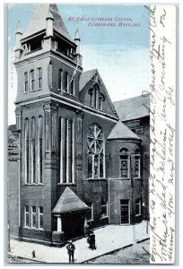 1907 St. Pauls Lutheran Church Exterior Building Cumberland Maryland MD Postcard