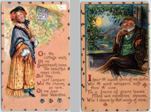 2 Postcards  TUCK VALENTINE Leatherette  Series - ca 1910s  Romantic