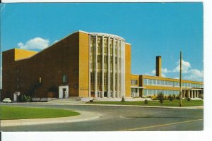 CC-426 ID, Idaho Falls, Civic Auditorum Chrome Postcard Old Car at Left