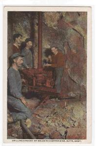 Drilling Round of Holes Copper Mine Interior Mining Butte Montana 1920s postcard