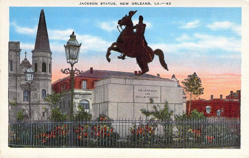 Civil War, Monument, Jackson Statue, New Orleans, LA,  Old Postcard