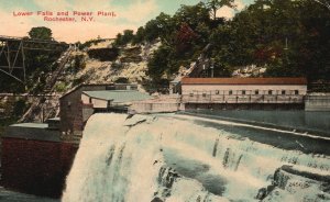 Vintage Postcard 1912 Lower Falls And Power Plant Rochester New York NY