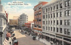 El Paso Texas Mesa Avenue Street Scene Historic Bldgs Antique Postcard K91269