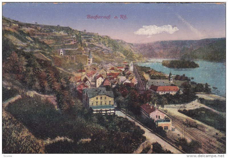 Bird's Eye View of Bacharach am Rhein, Rhineland-Palatinate, Germany, 00-10s