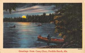 Camp Glory Perdido Beach Alabama Scenic View Linen Antique Postcard J78186