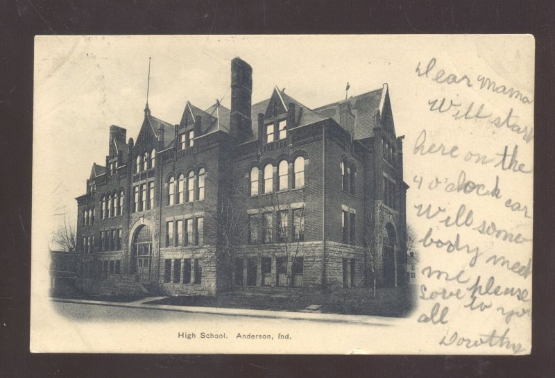 ANDERSON INDIANA HIGH SCHOOL BUILDING VINTAGE POSTCARD 1906