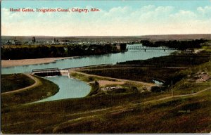 C1940s Head Gates Irrigation Canal Calgary Alberta Postcard River Bridge