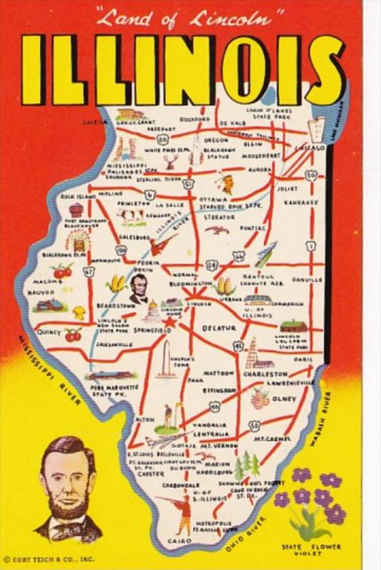 Greetings From Illinois With Map